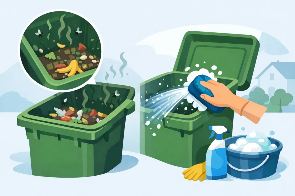 How to Remove Garbage Residue From Trash Bins